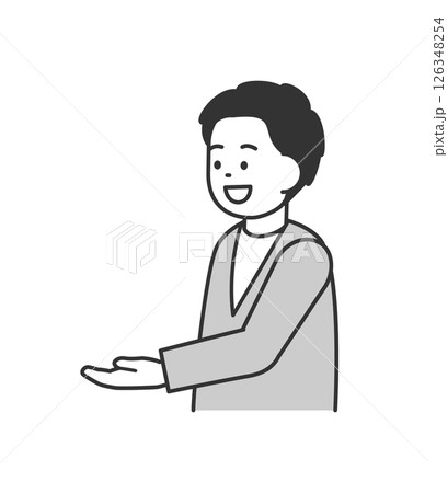 手を添えて説明する男性のイラスト ベクター 手を添えて説明する男性のイラスト ベクター 126348254