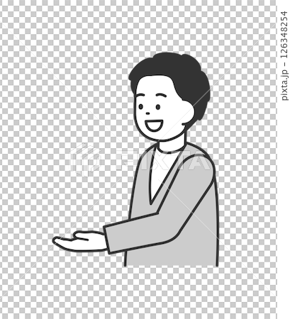 手を添えて説明する男性のイラスト ベクター 手を添えて説明する男性のイラスト ベクター 126348254