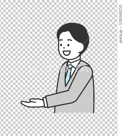 Illustration of a man explaining with his hand Vector 126348255