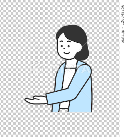 Illustration of a woman explaining with her hand Vector 126348256