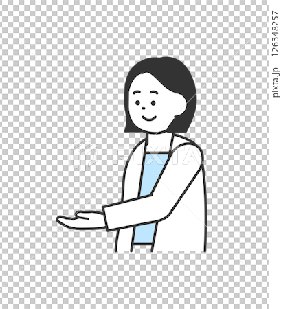 手を添えて説明する女性のイラスト　ベクター 126348257