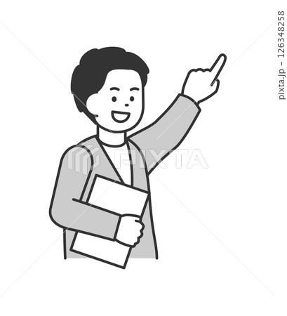 指を差して説明する男性のイラスト　ベクター 126348258