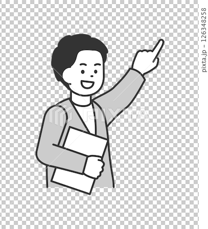 指を差して説明する男性のイラスト　ベクター 126348258