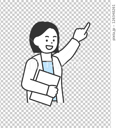 一位婦女指點並解釋的插圖 — 向量圖 一位婦女指點並解釋的插圖 — 向量圖 126348261