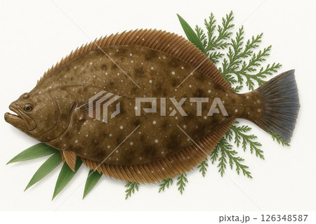 日本人がよく食べる魚（ヒラメ） 126348587