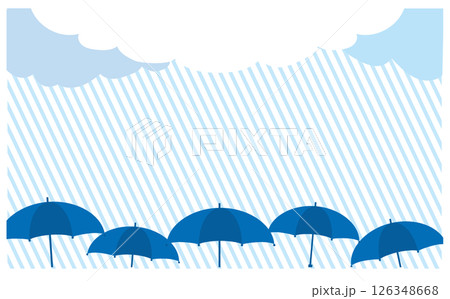 青い傘と雨のベクターイラスト素材 126348668