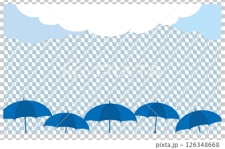 青い傘と雨のベクターイラスト素材 126348668