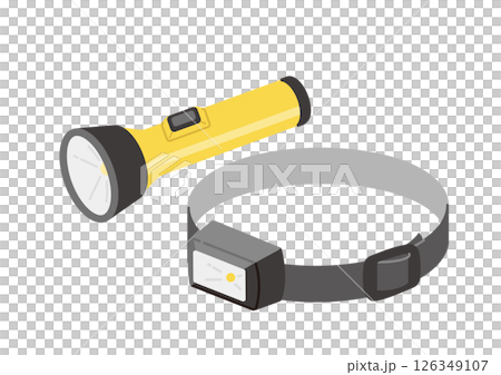 ヘッドライトと懐中電灯のイラスト 126349107