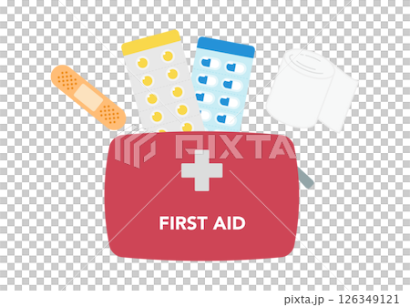 裝有藥品和繃帶的急救包插圖 126349121