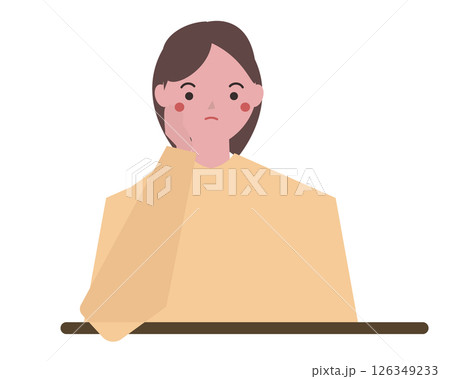 退屈そうに肘着く女性。座って悩む男性。ベクターイラスト	 126349233