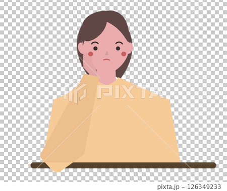 退屈そうに肘着く女性。座って悩む男性。ベクターイラスト	 126349233
