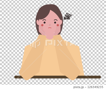 一名婦女用手肘支撐身體,看起來很無聊。一名男子坐著憂心忡忡。向量插圖 一名婦女用手肘支撐身體,看起來很無聊。一名男子坐著憂心忡忡。向量插圖 126349235