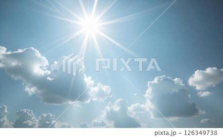 太陽と雲のある青空 126349738
