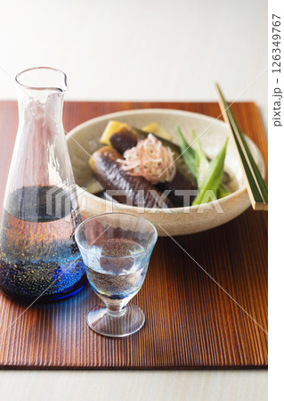 日本酒と茄子の煮浸し 126349767