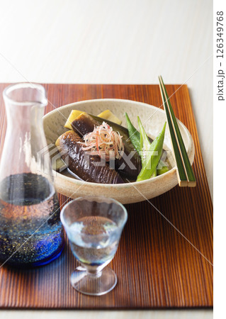 日本酒と茄子の煮浸し 126349768