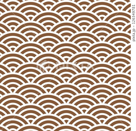 青海波模様シンプル和柄パターン背景素材 四角形 茶色ブラウン 青海波模様シンプル和柄パターン背景素材 四角形 茶色ブラウン 126349781
