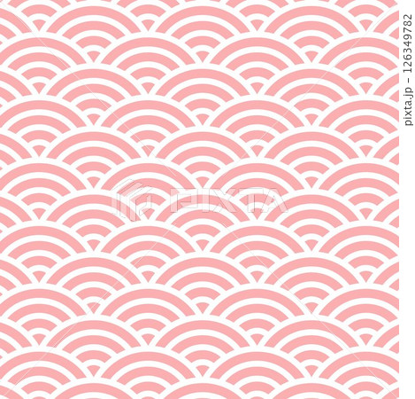 和柄パターン青海波模様の背景素材 ローズピンク色の シンプル四角形 和柄パターン青海波模様の背景素材 ローズピンク色の シンプル四角形 126349782