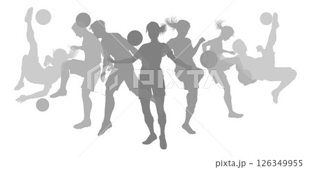 Soccer Football Players Male Female Silhouettes 126349955