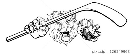 Lion Ice Hockey Team Sports Animal Cartoon Mascot 126349968