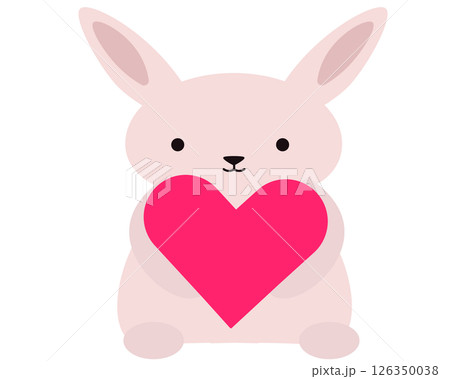 ハートを抱きしめるうさぎ。バレンタイン、愛情、安心、告白。ベクターイラスト ハートを抱きしめるうさぎ。バレンタイン、愛情、安心、告白。ベクターイラスト 126350038