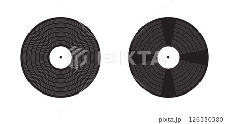DJ turntable and vinyl record illustration Retro LP music disc icons for vintage party vibe 70s 80s 90s nostalgia Vector isolated artwork DJ turntable and vinyl record illustration Retro LP music disc icons for vintage party vibe 70s 80s 90s nostalgia Vector isolated artwork 126350380