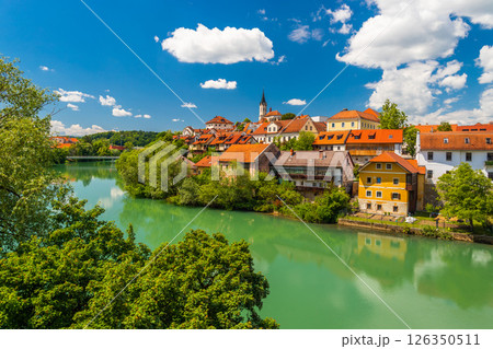 Beautiful view of Novo Mesto, a picturesque town in Slovenia Beautiful view of Novo Mesto, a picturesque town in Slovenia 126350511