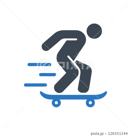 Skateboard in Action Icon Skateboard in Action Icon 126351144