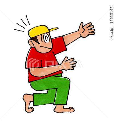 ひざまずく男性のキャラクター 126351474