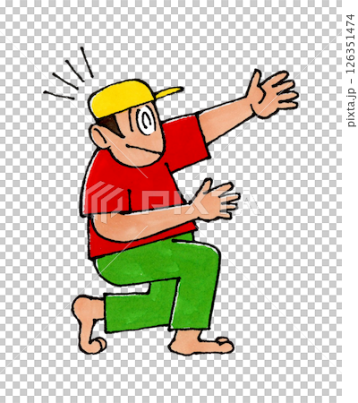 ひざまずく男性のキャラクター 126351474