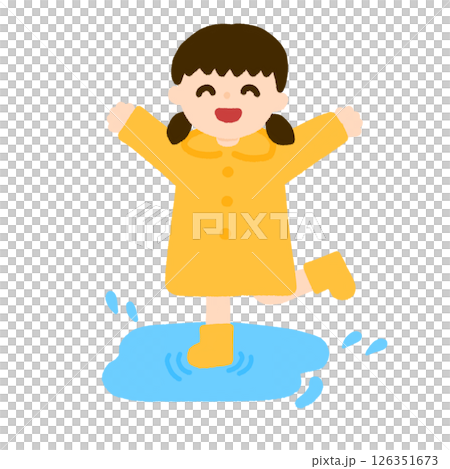 在水坑裡玩耍的小女孩 126351673
