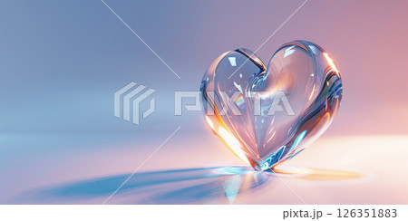 Elegant Crystal Heart Reflecting Soft Light on Gradient Background 126351883
