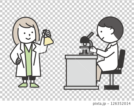 兒童進行科學實驗的插圖。簡單可愛的教育材料,表達好奇心和學習精神。 兒童進行科學實驗的插圖。簡單可愛的教育材料,表達好奇心和學習精神。 126352014