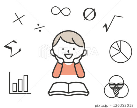 算数の勉強をする男の子のイラスト 笑顔で学ぶかわいい学習シーン 算数の勉強をする男の子のイラスト 笑顔で学ぶかわいい学習シーン 126352018
