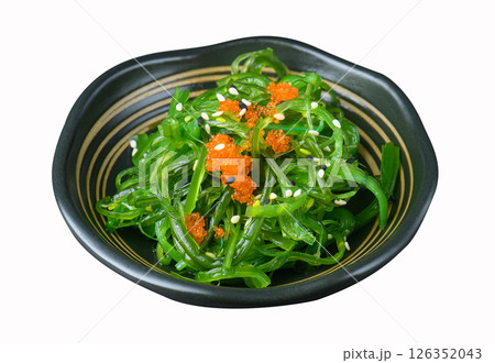 Japanese seaweed salad with sesame and roe 126352043