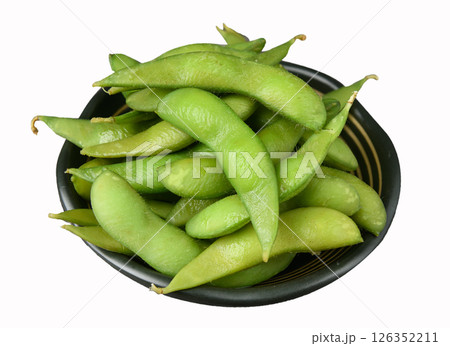 Boiled edamame soybeans in ceramic bowl Boiled edamame soybeans in ceramic bowl 126352211