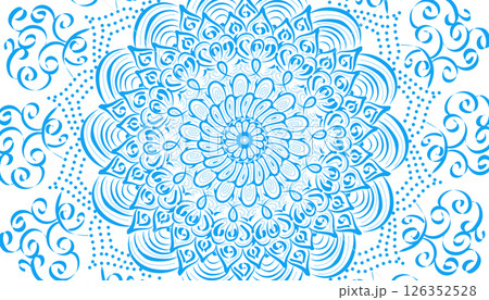 Illustration of blue mandala motif decoration 126352528