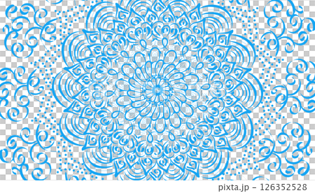 Illustration of blue mandala motif decoration 126352528