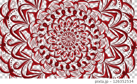 Illustration of a red and shadowed mandala motif background 126352534