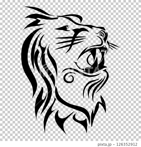 Illustration of a lion head tribal 126352912