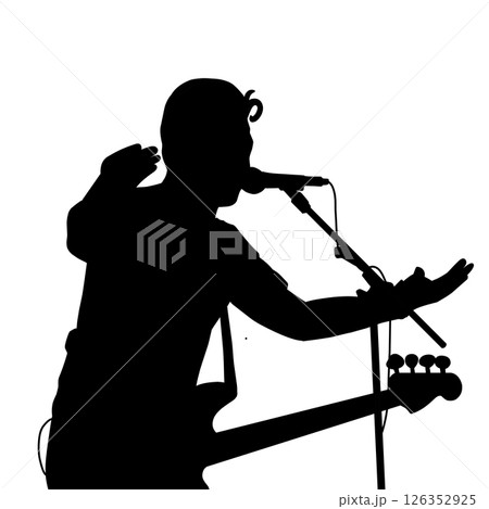 Black color illustration of a singer's silhouette 126352925