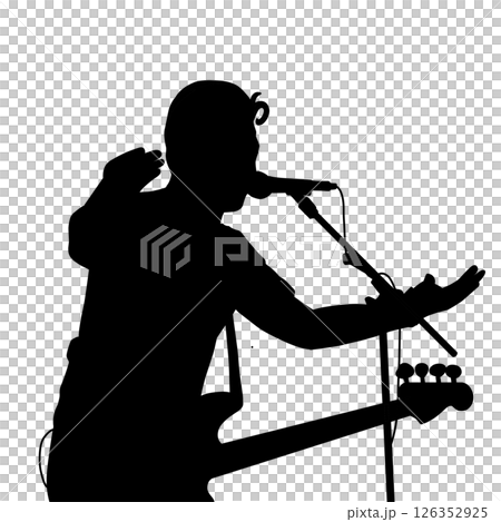 Black color illustration of a singer's silhouette 126352925