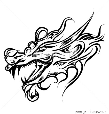 Dragon head tribal tattoo illustration 126352926