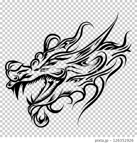 Dragon head tribal tattoo illustration 126352926
