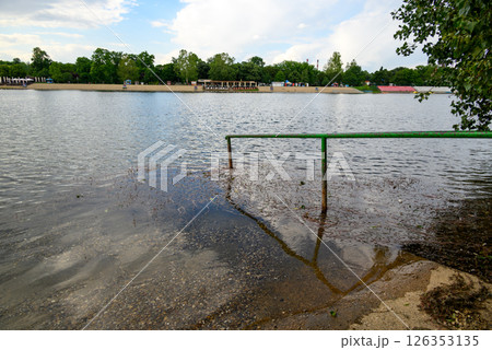 Ada Ciganlija river island turned into a park and a lake, located on the Sava river in central Belgrade, Serbia 126353135