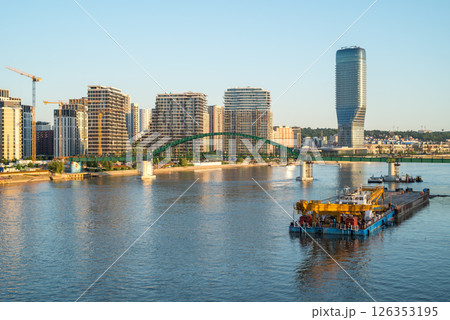 Belgrade tower skyscraper and Belgrade Waterfront residential and commercial complex on Sava river in Belgrade, Serbia Belgrade tower skyscraper and Belgrade Waterfront residential and commercial complex on Sava river in Belgrade, Serbia 126353195