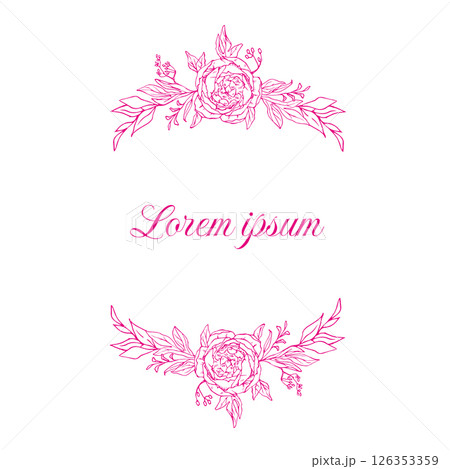 Floral Border invitation card with peones Floral Border invitation card with peones 126353359