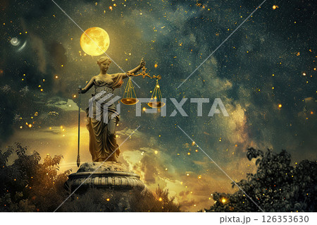 Abstract composition with concept of Libra zodiac sign symbol Abstract composition with concept of Libra zodiac sign symbol 126353630