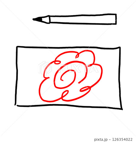 紙と鉛筆のイラスト素材（花丸） 126354022