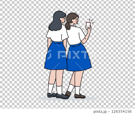 採取與智能手機的高中女孩一selfie 126354156