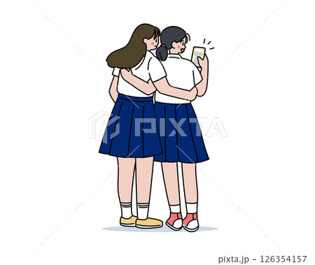 スマホで自撮りする女子高生 126354157